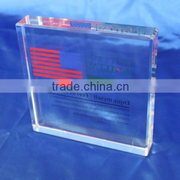 clear acrylic sign block with any logo printing surface or embeded middle