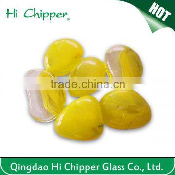 Yellow decorative glass pebble gems for fire pit