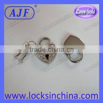 Cute Heart Silver Rhinestone Padlock photo-4