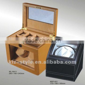 leather watch winder,Wood+PU leather +Window,super silent motors