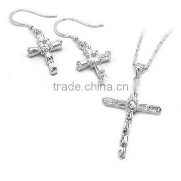 925 Silver Jewelry Set without MOQ, Silver Jewelry with CZ Stone, Cross (925TZ018)