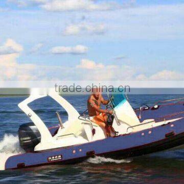 made in China hot sale blue color 580B fiberglass inflatable boat with CE certification and outboard engine