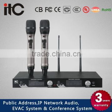 ITC T-521UH UHF Dual Channel Professional Wireless Microphone System