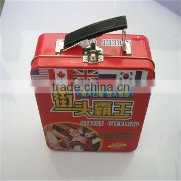 Recyclable feature wholesale promotional tin can supplier tin can handle shaped high quality lunch box