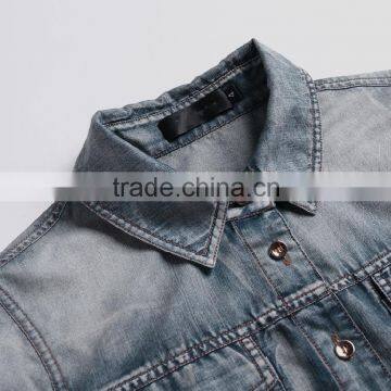 2015 New Design European Stylish Long Sleeve Denim Splicing Gauze Dress photo-4