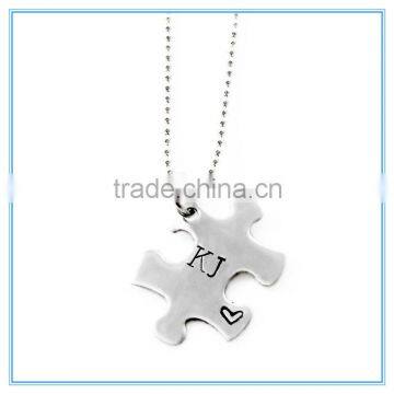 Puzzle Piece Initials & Heart Stainless Steel Necklace