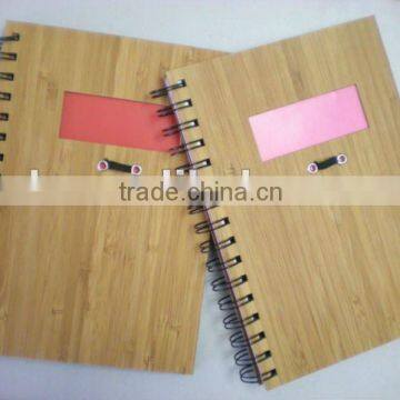 Nice design bamboo notebook with pen loop