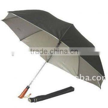 2015 2 folding manual open wooden handle umbrella with UV protection