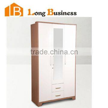 LB-DD3100 White lacquer and wood veneer bedroom wardrobe