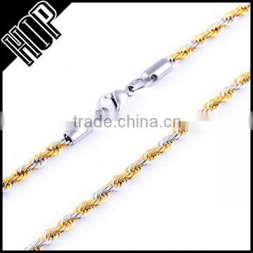 Fashion top sale stainless steel silver and gold twist chain