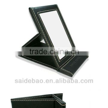 Cosmetic leather framed stand mirror,foldable leather cosmetic mirror,fashion leather cosmetic mirror,cosmetic mirror leather