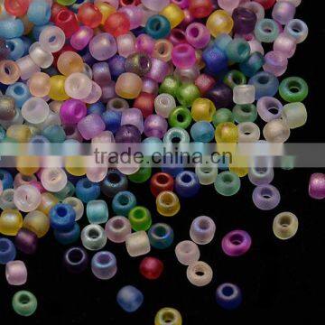 8/0 Mixed Frosted Clear Glass Seed Beads, AB Color, 2.0~3.0mm, about 15000pcs/pound(SEED-A015-8-FM)