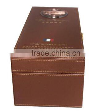 Antique Faux Leather Wine Box/Wooden Wine Carrier/PVC Wine Case photo-5