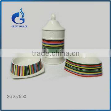 Popular Lines Style Ceramic Dog Bowls Pet Food Bowl photo-1