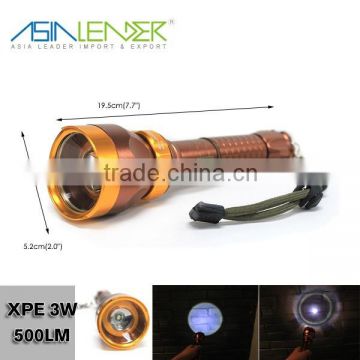 High Brightness-Low Brightness-Strobe -OFF 3W XPE 500LM Flashlight Torch