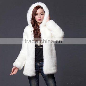 Fur coat 2016 long faux fur coats women fur hooded