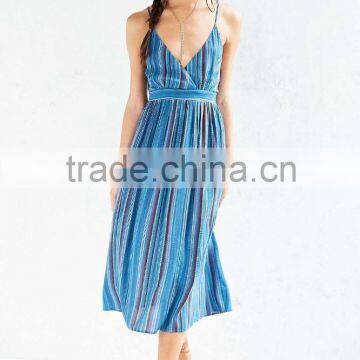 Fashion Design American Style Stripy With Spaghetti Strap COLORFUL Design Casual Dress