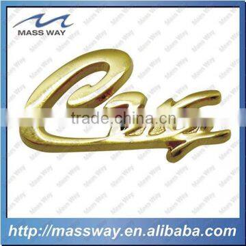 customized blank gold fanncy letter sign decorative metal pins badge