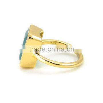 Silver Green Onyx Octagon Gemstone Gemstone Ring photo-3