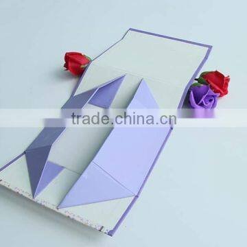 Unique flower purple pattern rectangle foldable box with magnet for skin care/oil/wine