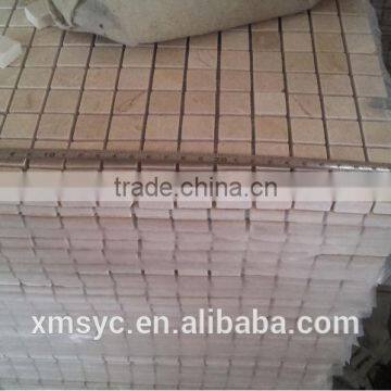 Crema marfil marble mosaic tiles on mesh