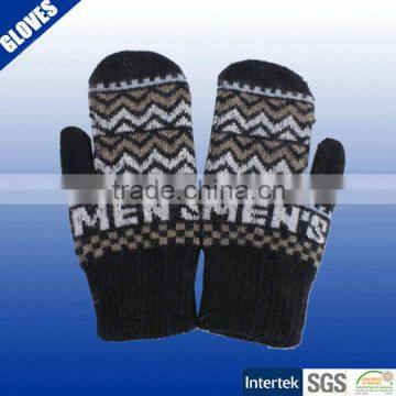 Promotional mens soft and warmer winter knit gloves mittens