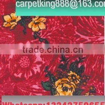 Deep red floral pattern printed carpet for exhibition carpet flooring rugs