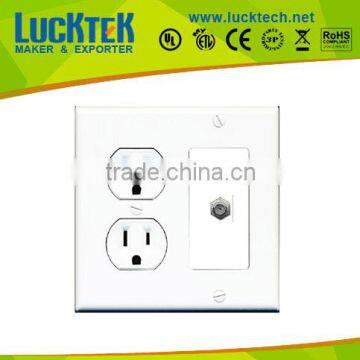 2 gang USA type + F plug Receptacle plastic Wall plate