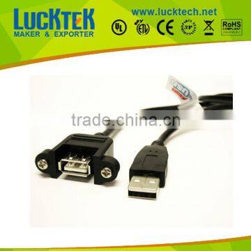 USB 2.0 A MALE TO A FEMALE Screw Panel Mount Extension CABLE