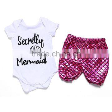 newborn baby clothes baby bodysuit with capri in set Mermaid outfits