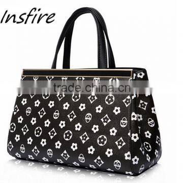 Best selling woman stylish PU handbagl metal rim wholesale hobo tote bag for office lady