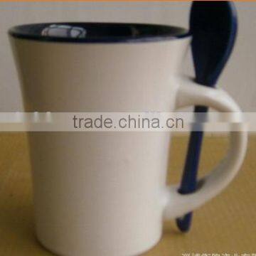 Creative Fashion Simple Mluti-color Different Shape Ceramic Coffee Mug With Inserting Spoon photo-3