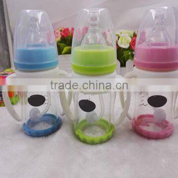 BPA Free 100ml /180ml/200ml Borosilicate Glass Baby Feeding Bottle With handle Pink Blue Green Baby Bottles