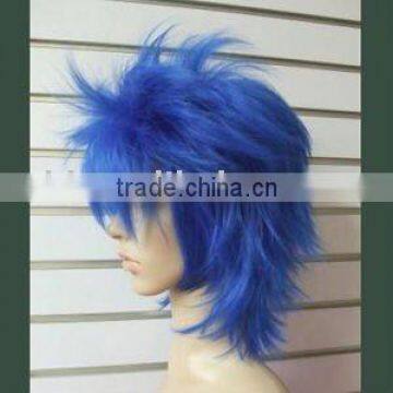 Blue Short Men Synthetic Hair Cosplay Wig