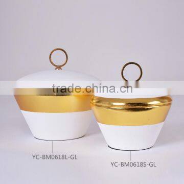 2015 Porcelain Storage Jars, White and Gold Storage Jars for Home Decor                        
                                                Quality Choice