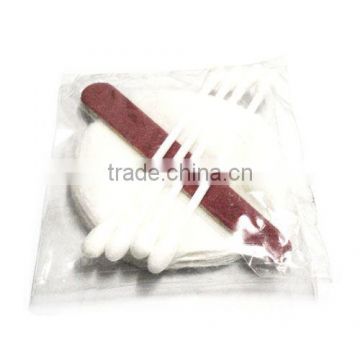 disposable cotton kit with cotton pad, cotton swab and nail file