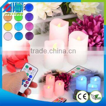 2015 Top Selling Color Changing Flameless Led Candle Set Of 3 led candle with Remote and Timer