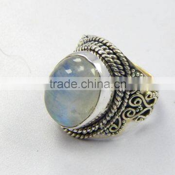 Natural Smooth Rainbow Moonstone Ring 92.5 Sterling Silver Jewellery photo-3