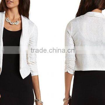 2015 Fashion Foiled Glitter Shawl Lapel Women Blazer