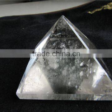 Natural clear white crystal pyramid