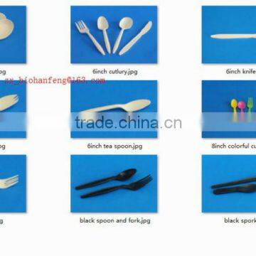 biodegradable disposable bioplastic and corn starch cutleries