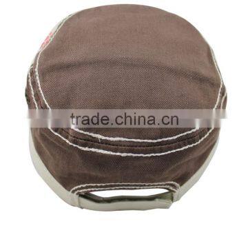 Washed Army Cap/flat Top Cap/military Cap With Bold Thread and Custom Logo
