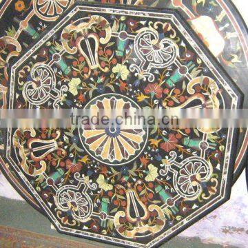 Octagonal Marble Inlay Table Top , Marble Dining Table Tops