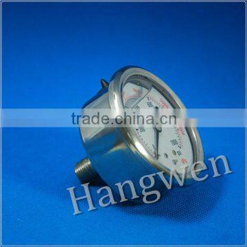 Back entry liquid filled pressure gauge