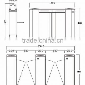 Saudi Arabia Popular Selling Fast Pass Retractable Flap Turnstile Fingerprint Gate Turnstile with Low Maintence