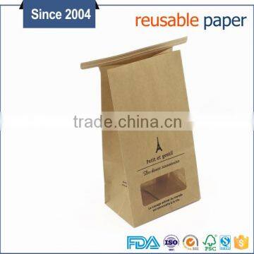 Custom printing logo food Grade flat bottom brown kraft clear bags popcorn packaging