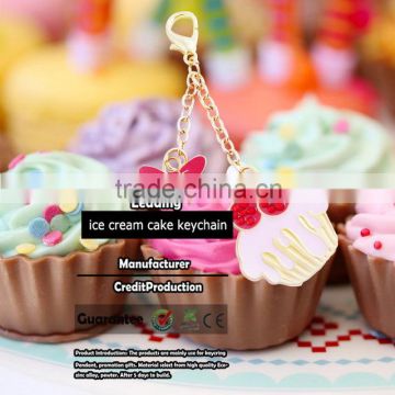 Souvenir use custom made birthday cake 3d ice cream keyring