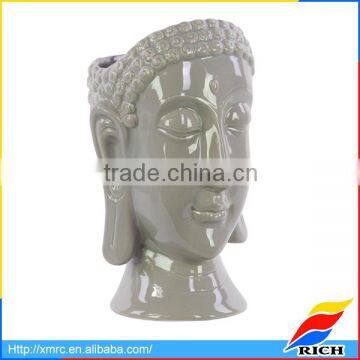 Cheap Gloss Grey Ceramic Buddha Head Vase