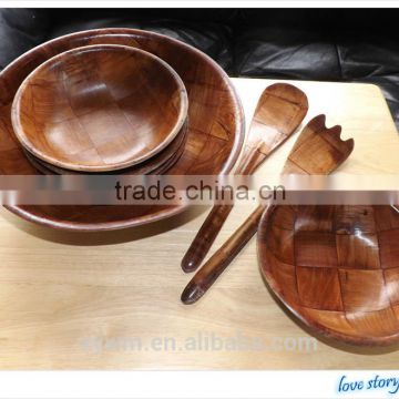 Vintage Woven Wood salad bowls--Jane