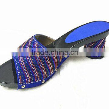 woman top fashion high heel leather slipper shoes with crystal stone sandals /many color stone heels shoes YZ1212-9